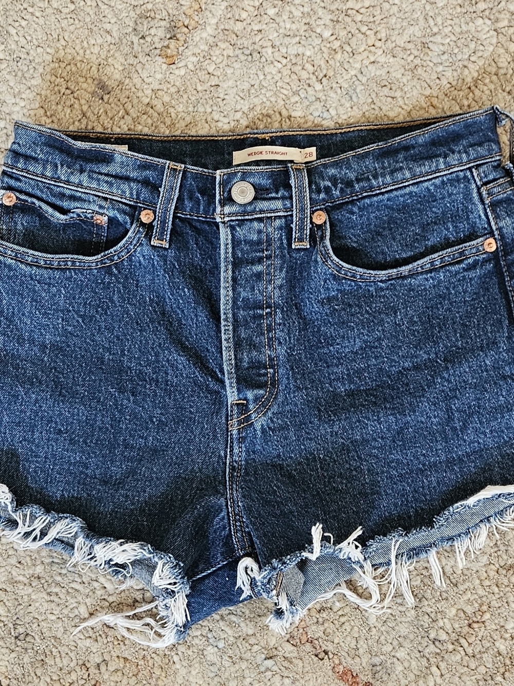 Levi's Premium 501 Dark Blue Cut-off Denim Shorts Sz 28